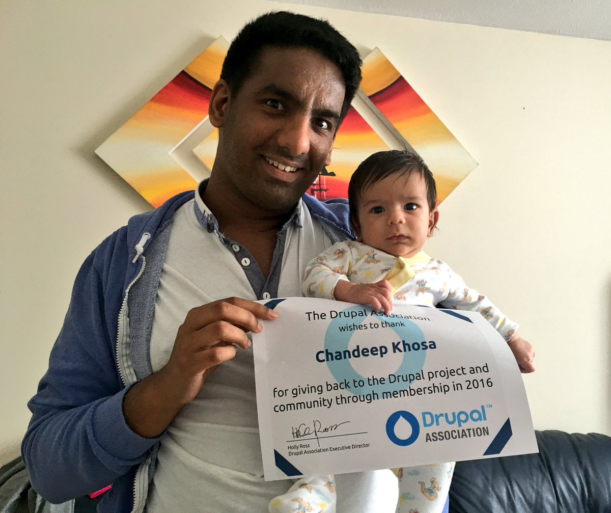 Chandeep Khosa (@chandeepkhosa) on Twitter photo Proud to be a <a href="/DrupalAssoc/">Drupal Association</a> member, just like my son :) #Drupal Proud to be a <a href="/DrupalAssoc/">Drupal Association</a> member, just like my son :) #Drupal