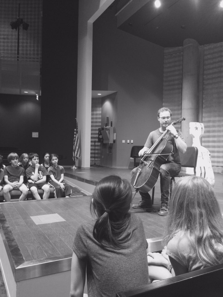 LabOrchestra's tweet image. Cellist @bensollee stopped by our new arts hall &amp;amp; truly inspired our 5th Grade Orchestra! #MusicEducation #Cello