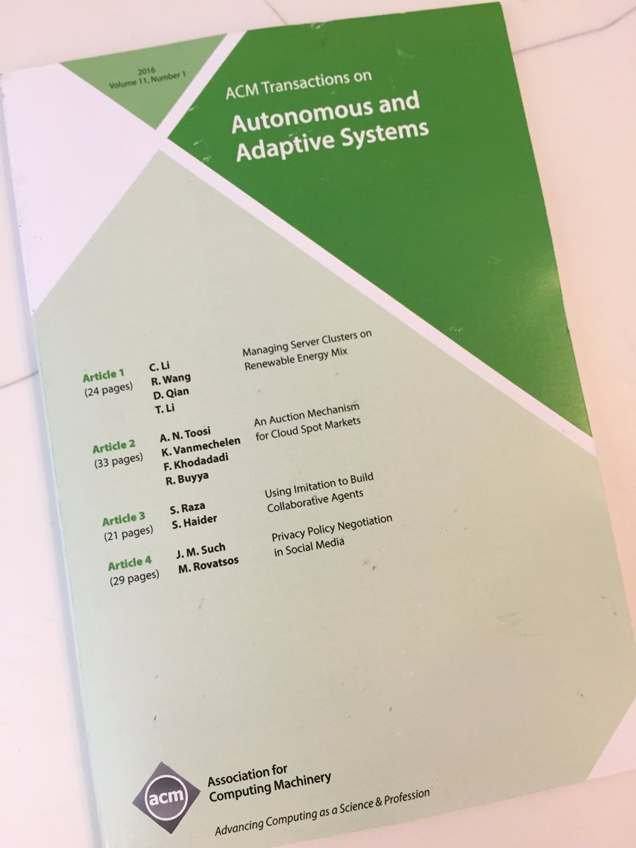 tctjr's tweet image. Saturday reading via @TheOfficialACM #agentbasedsystems #adaptivesystems
