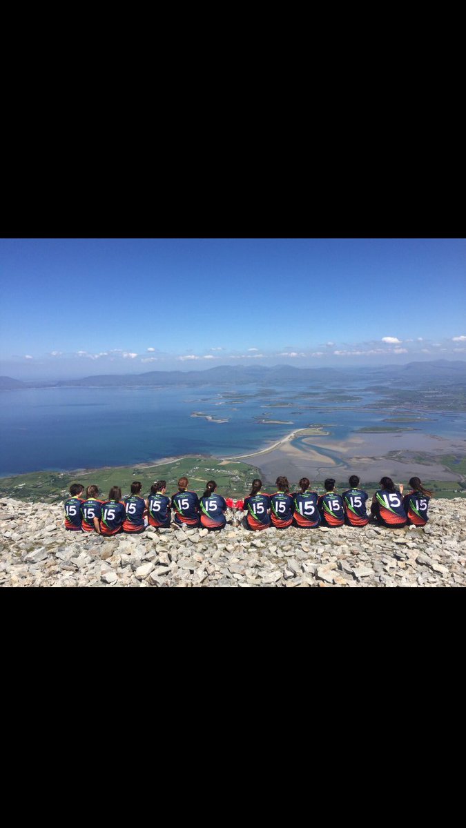 LadiesDmoyne's tweet photo. Climbing Croagh Patrick with the All Ireland Cup @MonaghanLadies @UlsterLadies @LadiesFootball @RTEsport https://t.co/zfdgPJBL4S