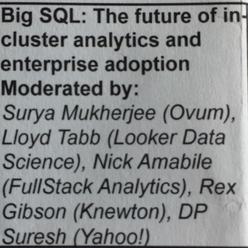 rexgibson's tweet image. I had a great time talking #bigSQL with a bunch of smarty-pants at #StrataHadoop
