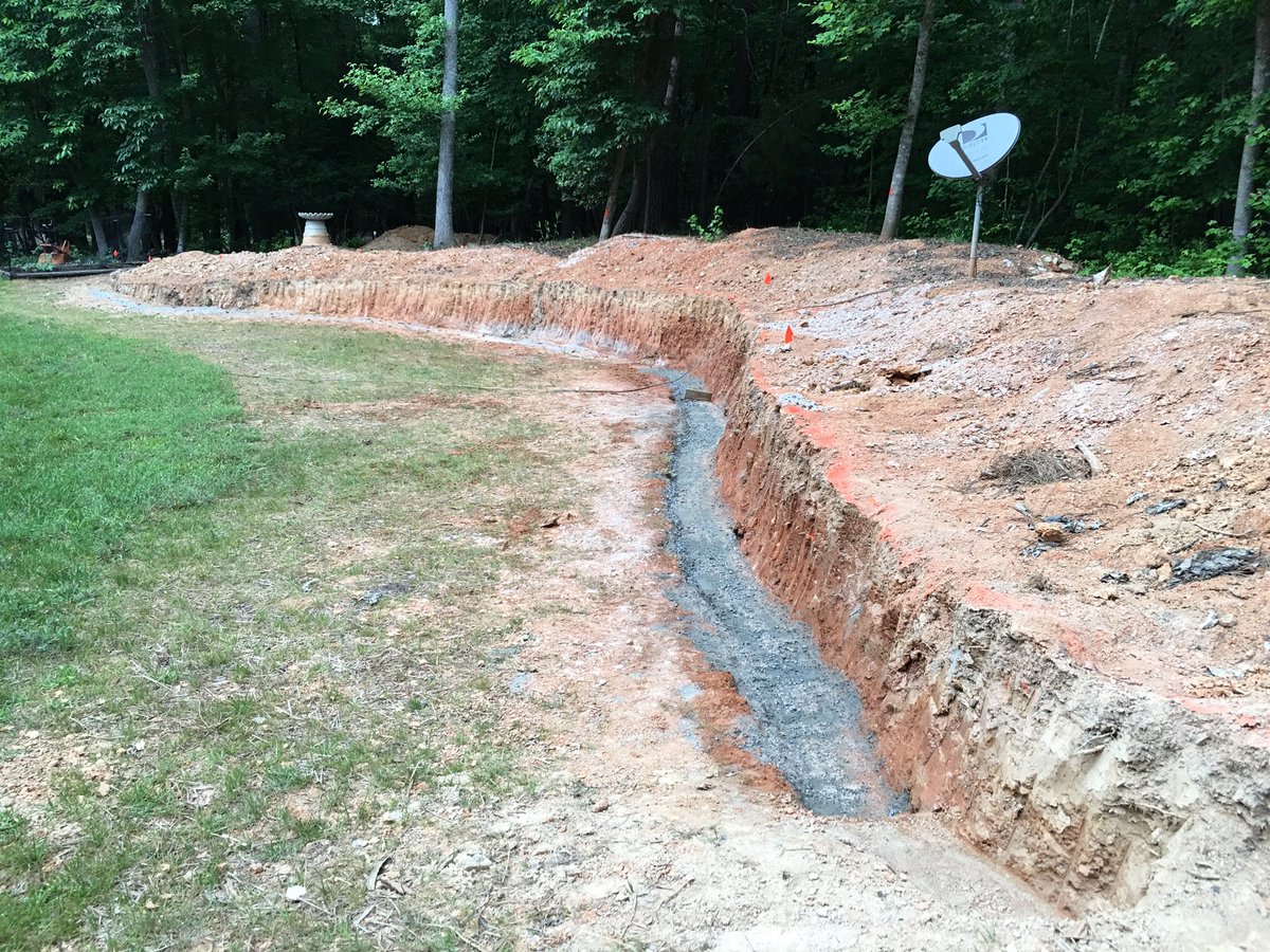 EricLThompsonPE's tweet photo. The #footing for my retaining wall is DONE! 85 LF -40 bags of #quickcrete ALL I have to do is buy 20 tons of rock! https://t.co/qe2LPlHTAH