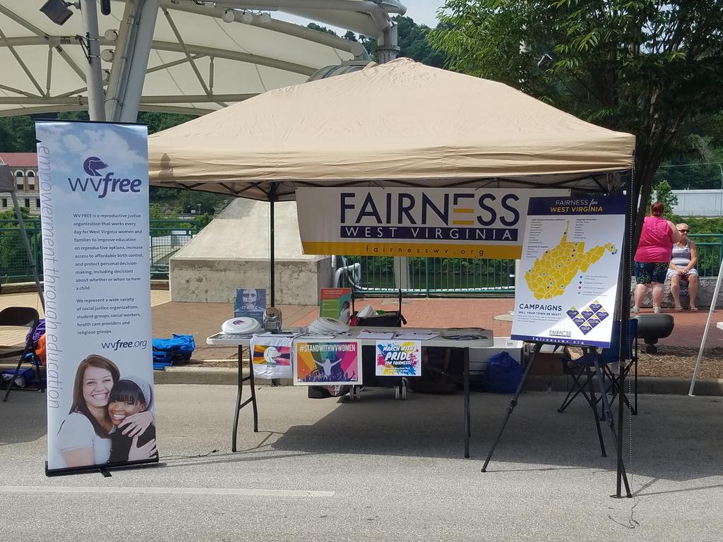 FairnessWV's tweet photo. Meet us at our booth at 12:30 to march with us and @WVFREE in the #pridewv parade. https://t.co/LxrEWdJ0ew