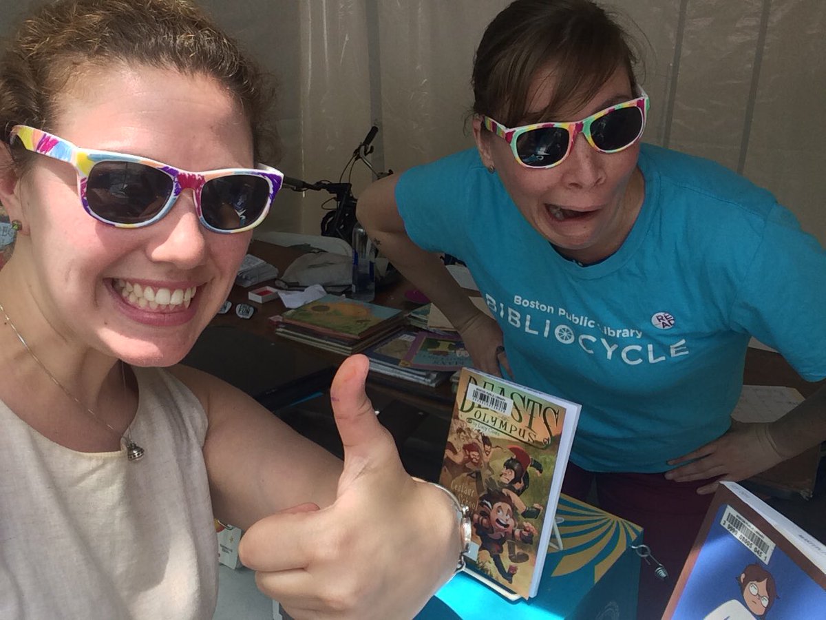goodmaggie's tweet photo. Just casually hanging with @kateprocyshyn and our v cool sunglasses at the #bplbibliocycle happy #hubbubfest16 https://t.co/yAfE3MvAlc