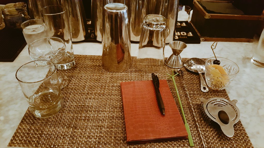 DeLosGados's tweet photo. Taking a cocktail class at #TheCourtesy - I don't recognize half of the tools. https://t.co/OGDOf8Um7D