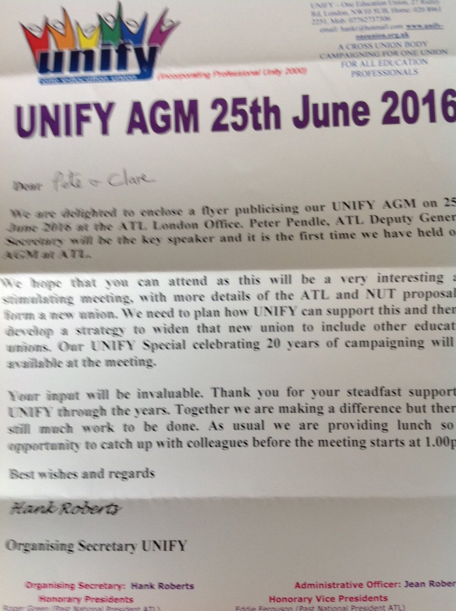 cerasmusteach's tweet image. . @ATLUnion @NUTonline I'm looking fwd to the Unify AGM where we cont 2 strive for 1 union #professionalunity