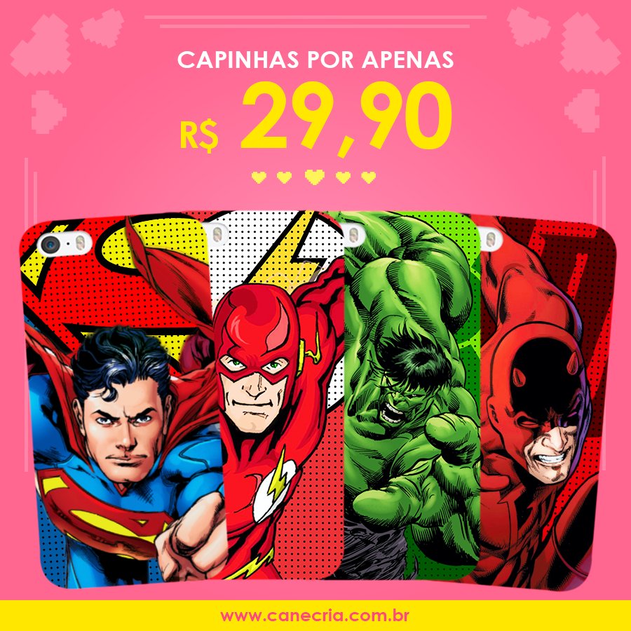 criageekpc's tweet photo. Já conhece nossas novas #capinhas? Corre na loja!

[ https://t.co/eBGF634Lca ]

#flash #demolidor #superhomem #hulk https://t.co/hfkYb16KVT