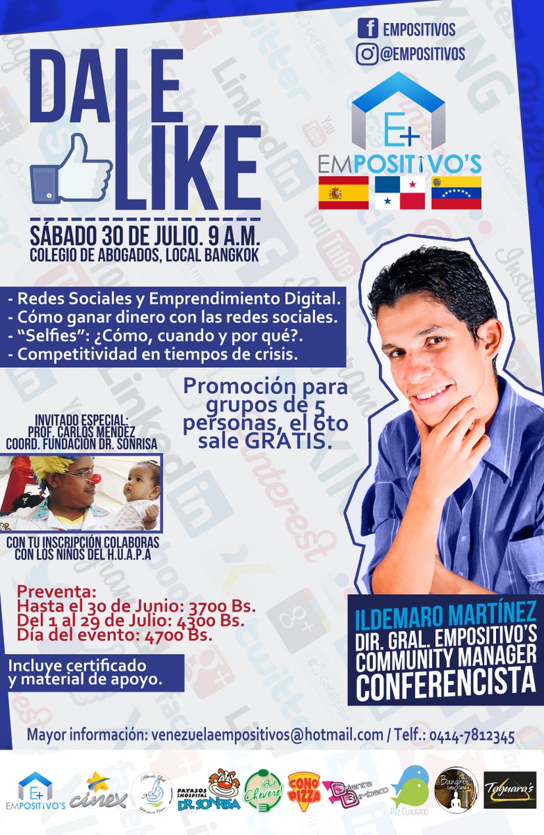 Apoyando el emprendimiento local, patrocinantes oficiales de "DALE LIKE" Cumaná #Emprendimiento #Like #Apoyo