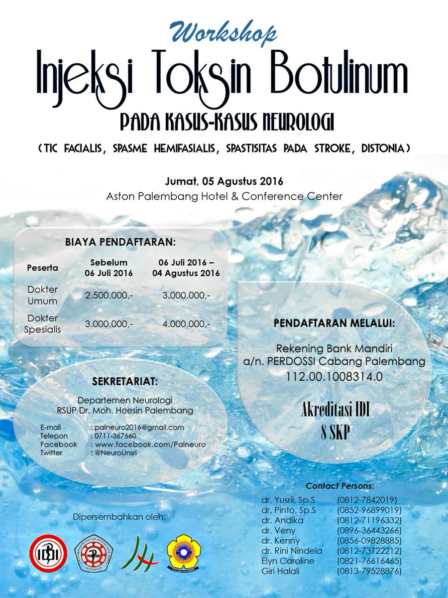 #Palneuro2016 juga akan mengadakan Workshop Injeksi Botox, 5 Agustus 2016 ini. :) #Botox #IkatanDokterIndonesia