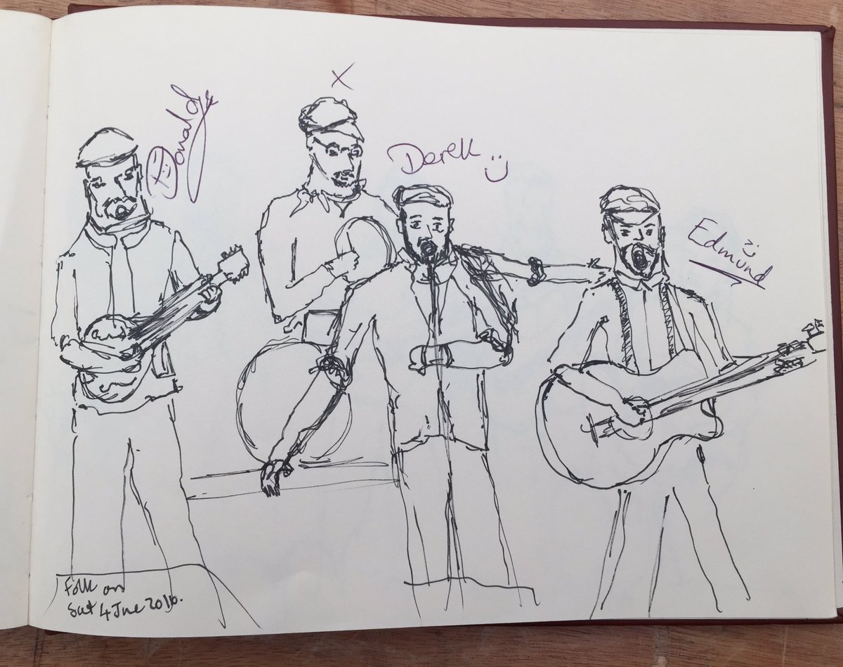 Folk_On's tweet photo. As we brought the Folk to the @WychwoodFest earlier, a lovely lady called Gwynneth Evans got out 'er sketchbook! https://t.co/RGZA3QOyHe