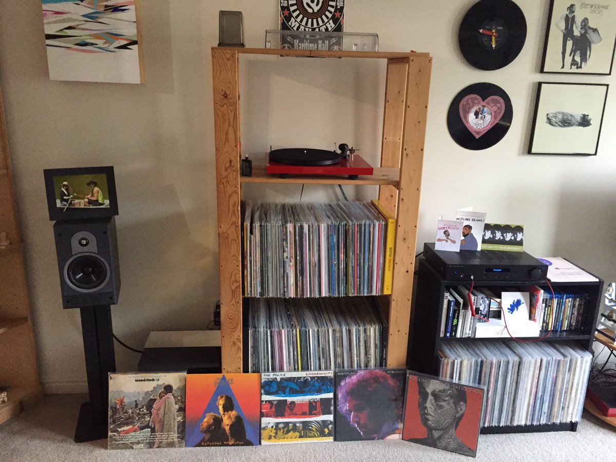CocaColin's tweet photo. my handful of #HalifaxRecordFair scores - #Woodstock soundtrack, two from #ThePolice, #BobDylan, & #TheRollingStones https://t.co/lEYNH0XL5B