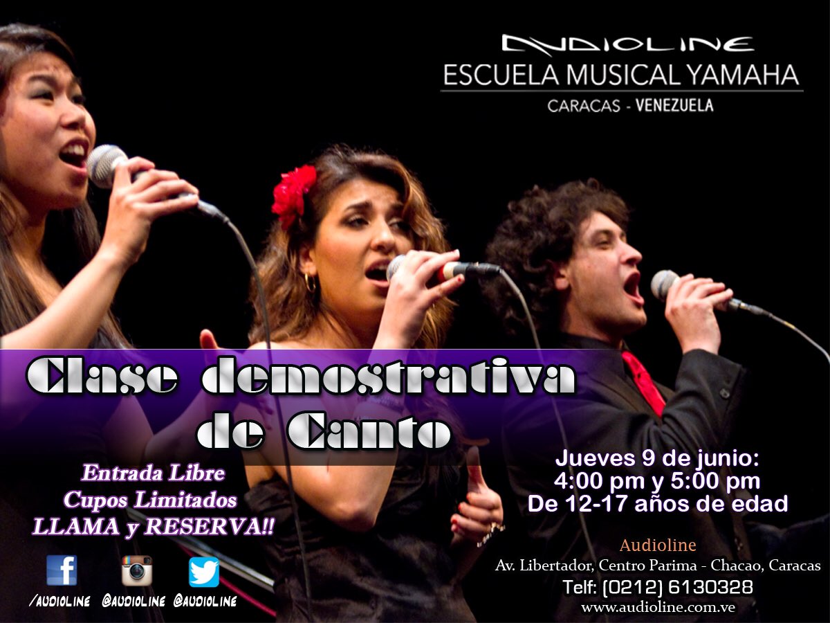 audioline's tweet photo. Reserva tu cupo para esta extraordinaria clase #gratis de #Canto. 
#Ven a aprender con nosotros! #EscuelaDeMusica https://t.co/7SoPrK3QIH