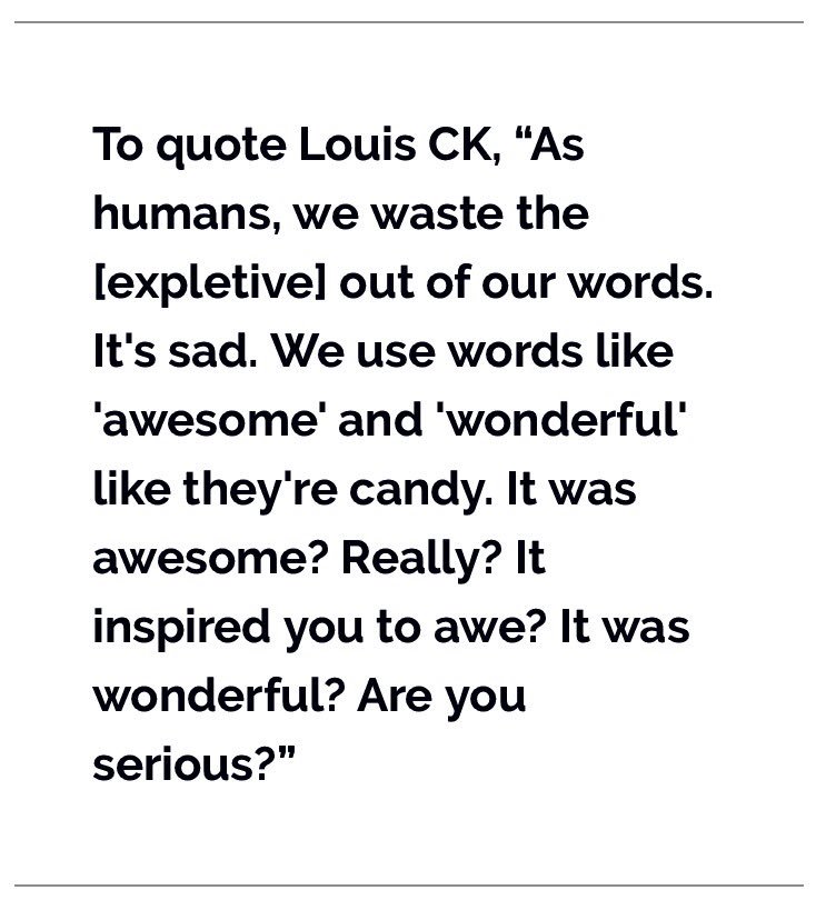 CoonleyContent's tweet photo. As if @LouisCK_news wasn't #awesome enough, his bits on word choice/overuse are spot-on.👏🏼 #literallyinawe #louisck https://t.co/ogceLNPWVJ