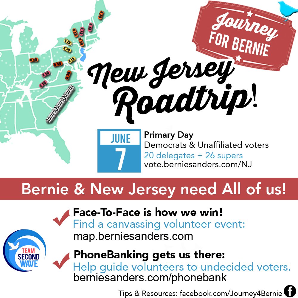 WestCoastBernie's tweet photo. #TeamSecondWave - YOU’RE NEEDED! CALL #NJPrimary voters: https://t.co/kBEniIuerj — Script’s easy! https://t.co/qJwN2sDtOZ