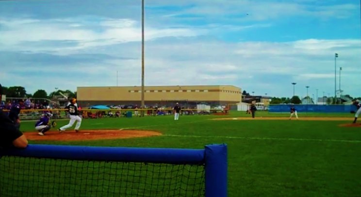 DelCoPreps's tweet photo. Up, up and away from the dugout railing. https://t.co/RjNqngKFmE