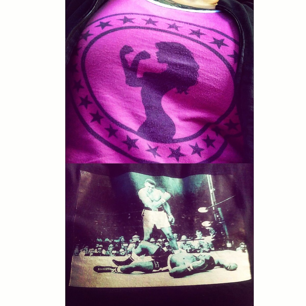 VanessaBorquez's tweet photo. The addiction in this family is no joke lol my #FightChix tank on top & @SabrinaBorquez's #ALIvsLISTON tee below https://t.co/op0xegfqQh