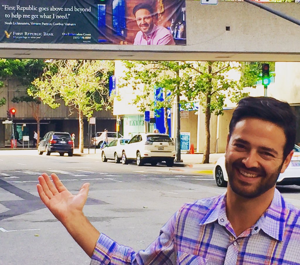 Noah_L's tweet photo. Look Ma, I'm on a billboard! Thanks @firstrepublic :) #nerdmodel #ModelLife πππ https://t.co/kvvT3PMyxk