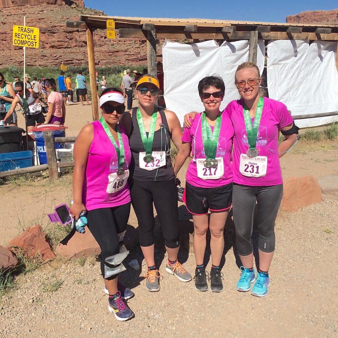 KendraBlood323's tweet photo. We did it! Finished our first half marathon. #ThelmaandLouise #Moab https://t.co/h6BWv3ZoTn