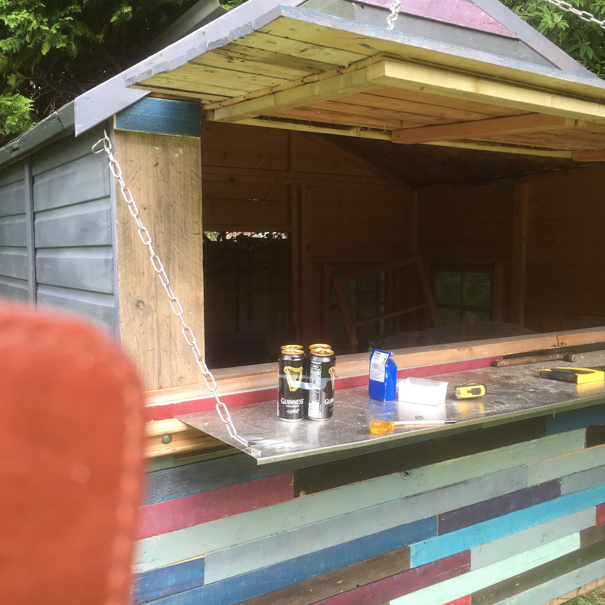 davidwhurst's tweet photo. Shed to bar conversion. #summershere #woodwork #refreshments #workinprogress https://t.co/Z2E59qWjhU