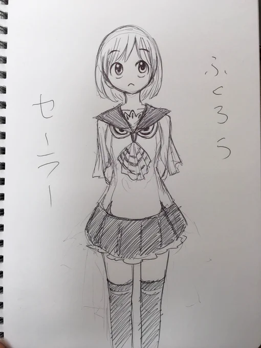 セーラー服描いてたらリボンのとこがフクロウに見えたから描いた 