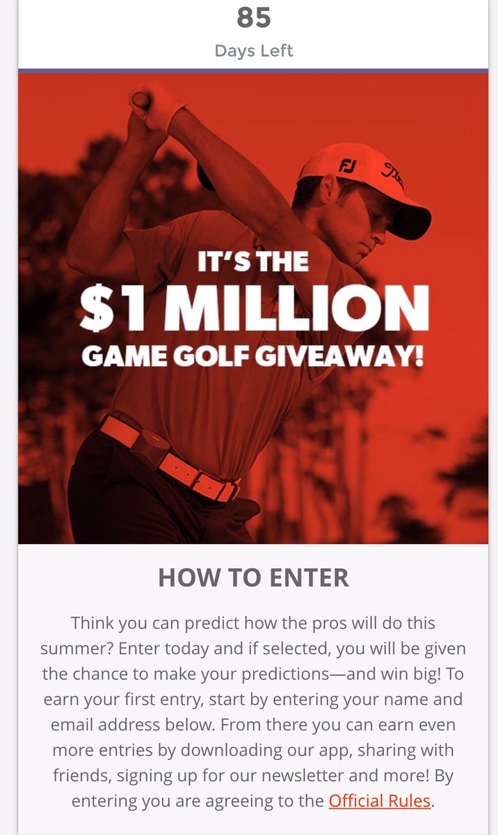 chipsandwedges's tweet photo. Check out the @GAMEGOLF $1 million giveaway! https://t.co/SVcWbLctGw #justneednameandemail #seriouscash https://t.co/ZEPRdwFA6W