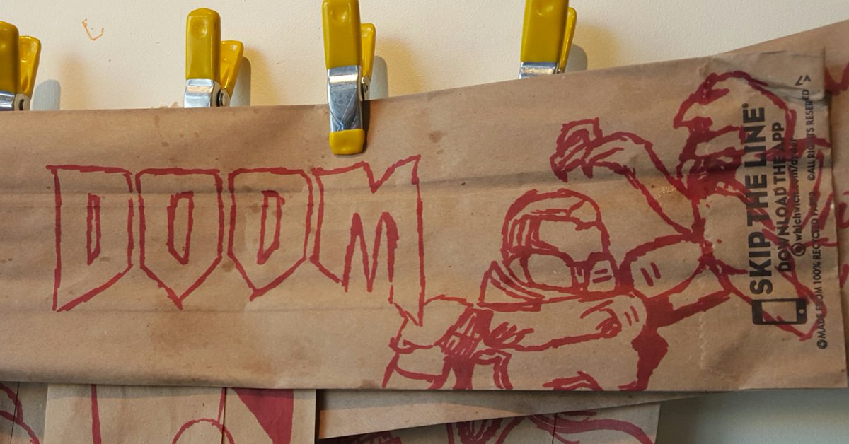 nimrodcon's tweet photo. back at it again! @DOOM @idSoftware @bethesda #drawlikehell #DOOM2016 https://t.co/JaFvbSk58w