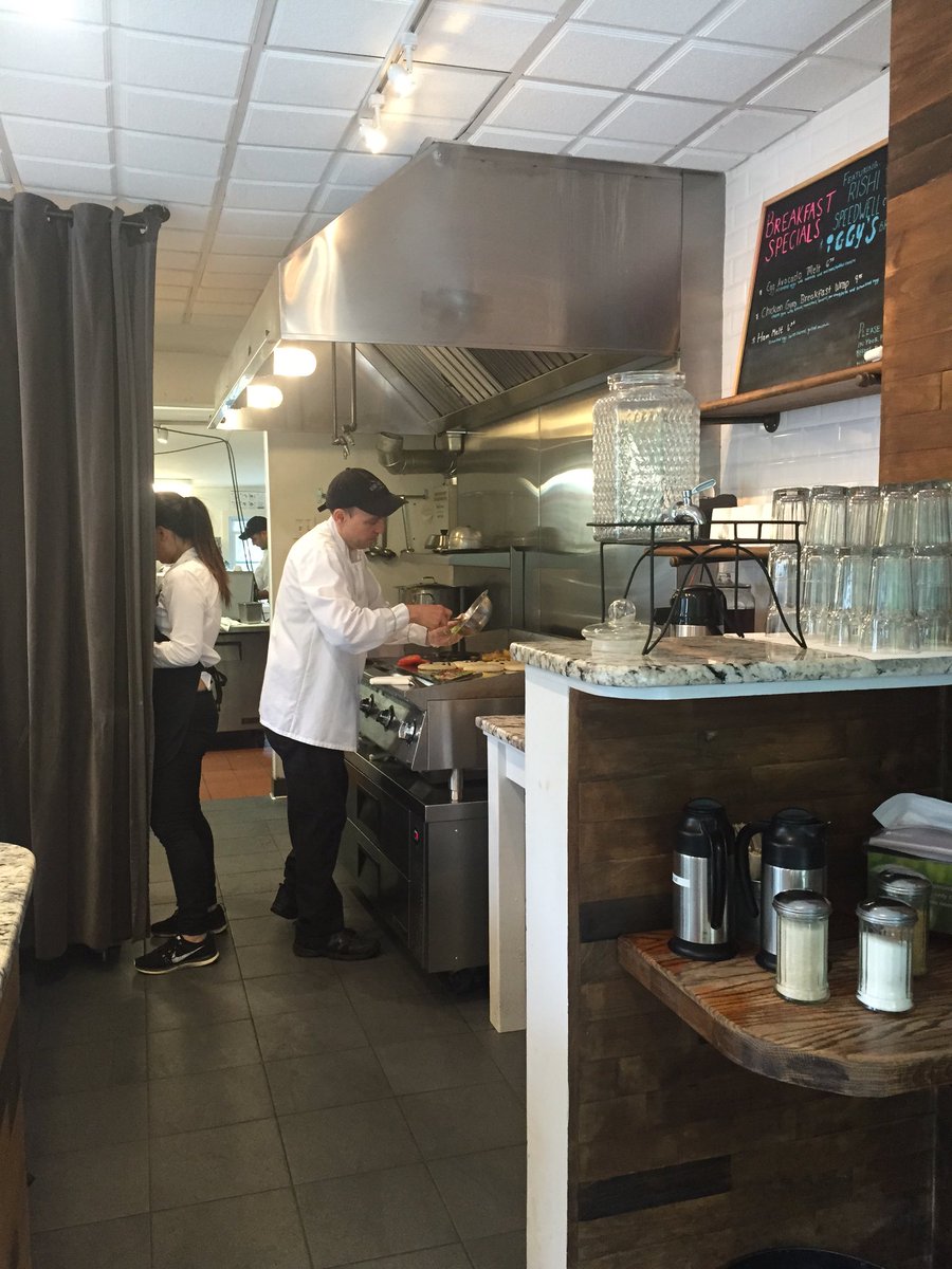 roasterderek's tweet image. Breakfast @MyOtherKitchen and George working the grill.