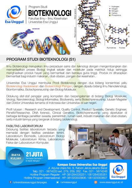 UnivEsaUnggul's tweet image. #programstudi #infoUEU #bioteknologi #dna #reseach
PROGRAM STUDI BARU, esaunggul.ac.id