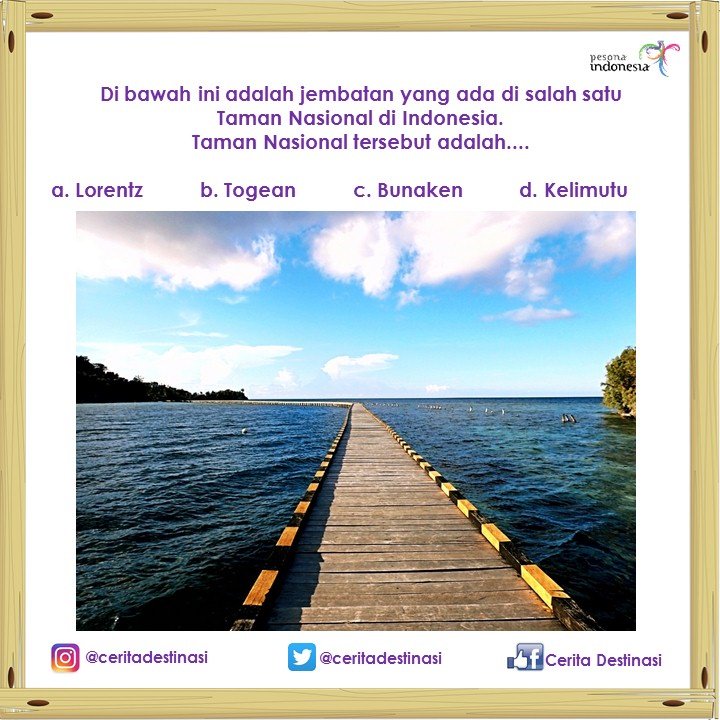 ceritadestinasi's tweet photo. KUIS! Mau merchandise keren dr Kemenpar? Follow &amp; mention kami jawaban kuis berikut. Jwbn kami tunggu s.d 6 Juni ya https://t.co/NqTzGqCyzU