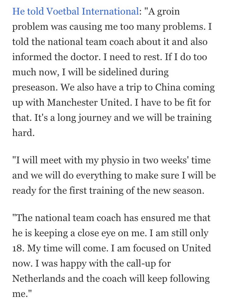 forevruntd's tweet photo. Timothy Fosu-Mensah puts Manchester United before Netherlands. Top lad 👏🏻👍🏻 https://t.co/mSjBt1mWRx