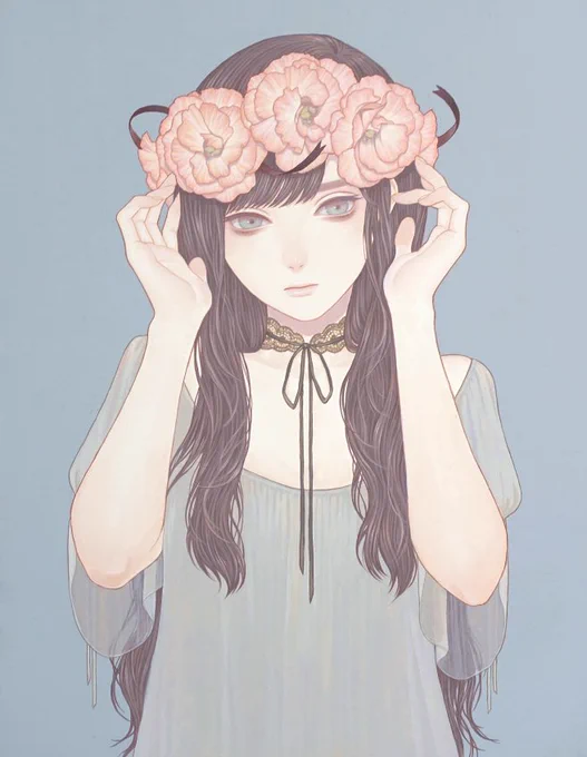 以前に岬ましろさんからご指名いただいていたのを思い出しました… 一番最近のものを。 #自分の好きな絵1枚貼って5人指名する 
「彼女が花の命を盗んだ」キャンバスにアクリル 