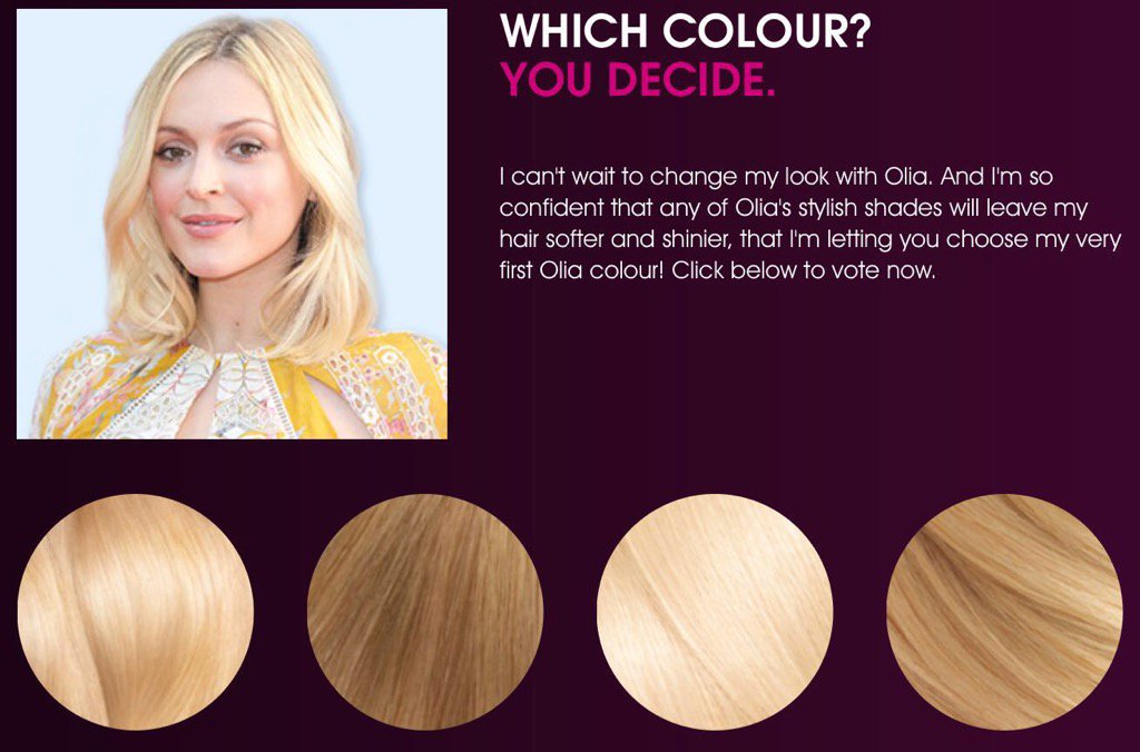 Fearnecotton's tweet photo. Last day to vote for my Olia hair colour shade folks! https://t.co/ttvmzGlkXx #TheOliaEffect #garnieroliaambassador https://t.co/h32YmyVDnP