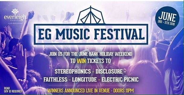 Everleigh___'s tweet photo. Last chance to win tickets to your favourite festivals this summer! Join us from 11pm #intowin #EG #bankholidayfun https://t.co/AmolG5paDi