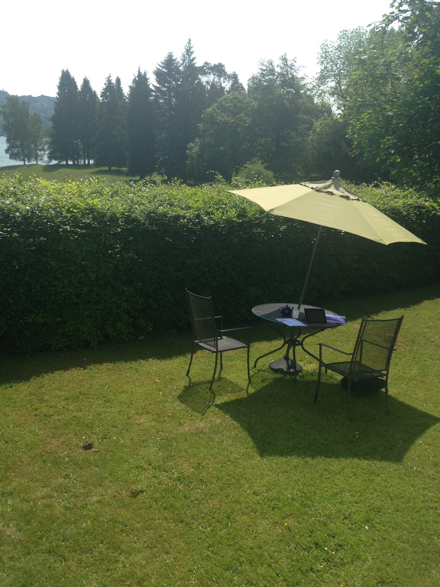 Catching up with some admin on this glorious day. With a cup of tea, of course. #LakeDistrict