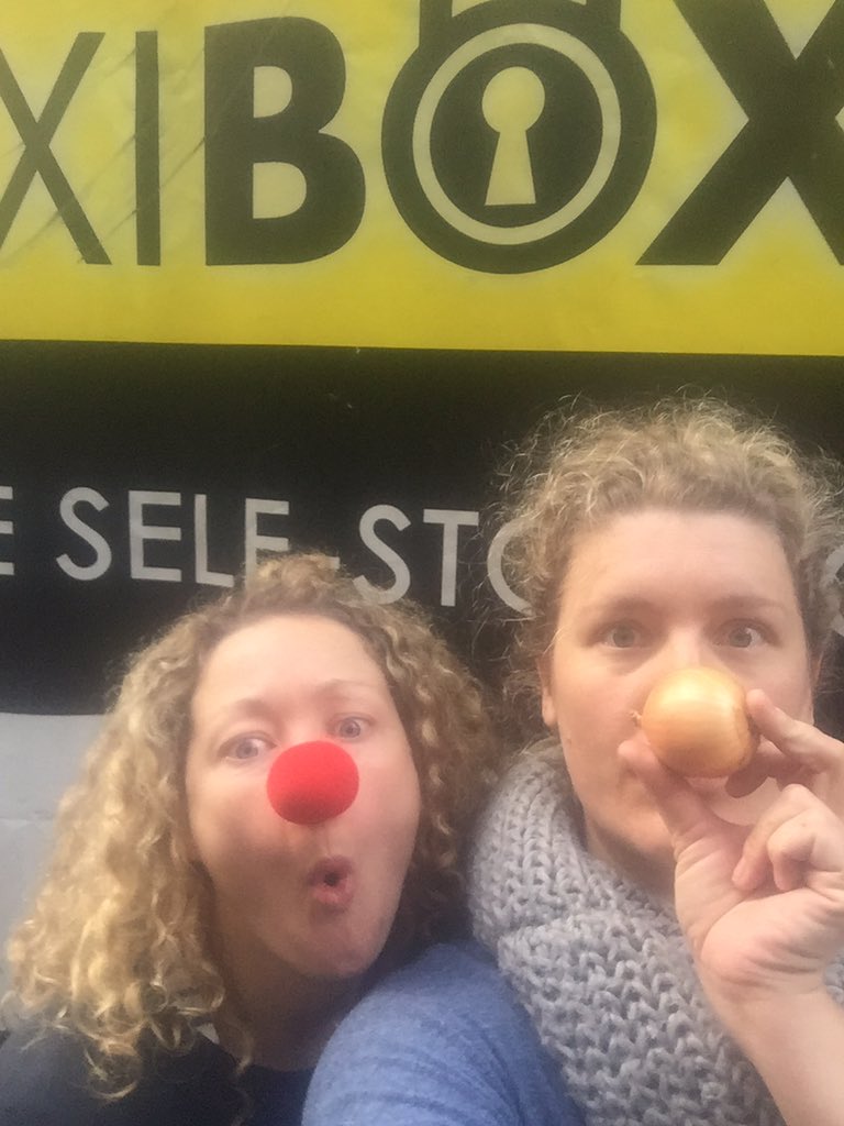 virginia_gay's tweet photo. I love these guys. They're donating to #RedNoseDay! We're one nose down but we improvised. @TAXIBOXstorage https://t.co/FJTeZQECtL