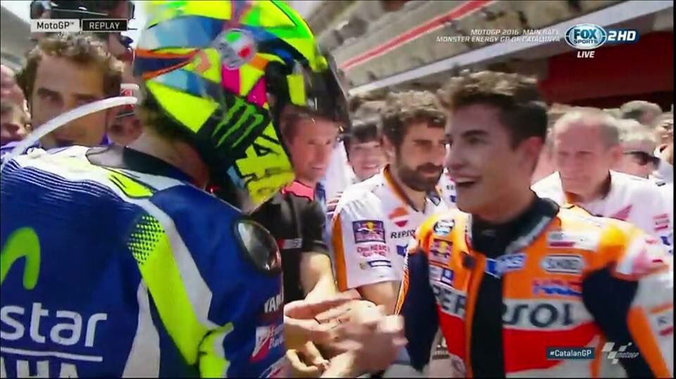 boscoku's tweet photo. Best moment, esp. after the list of #LuisSalom39 yesterday, this handshake between #VR46 and #MM93 after the race. https://t.co/lRVLSgePry