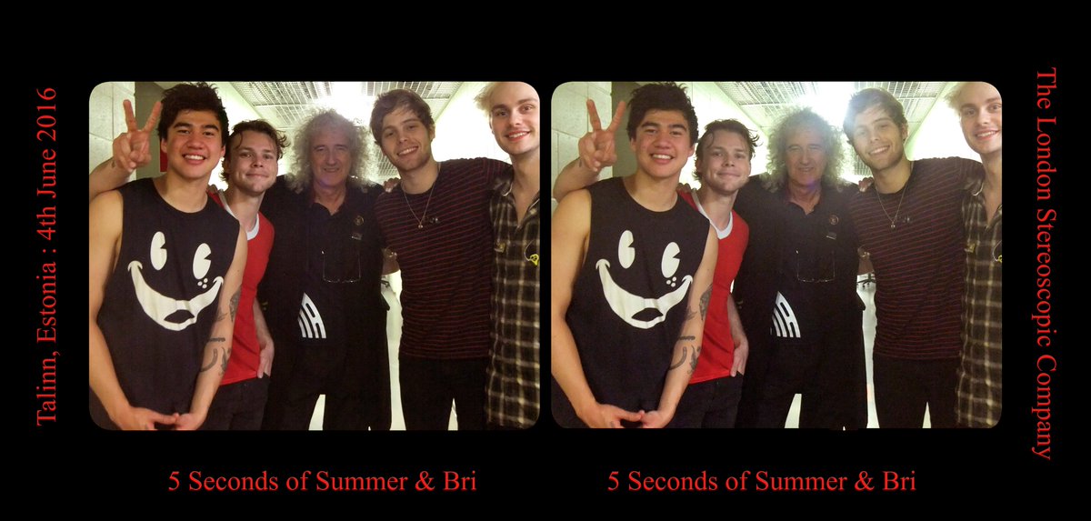 DrBrianMay's tweet photo. 5 Seconds and Bri last night in 3-D ! @VoodooDoll_2997 @5SOS Need help viewing in 3-D ? https://t.co/EHUSauZ8Uf  Bri https://t.co/xIKss9jNz7