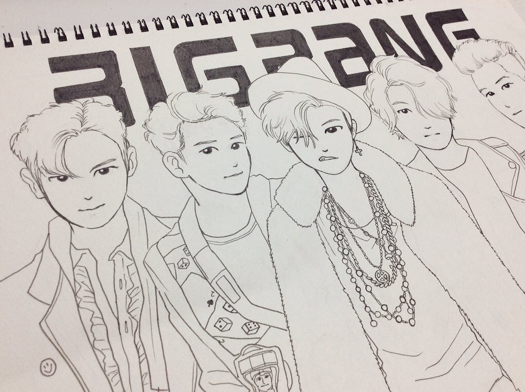 ユリカ Twitter પર たまにビッグバンのイラスト描きます ビッグバン Bigbang ジヨン スンリ ヨンベ トップ Gd ジードラゴン ソル Vi ディライト タプ 似顔絵 イラスト