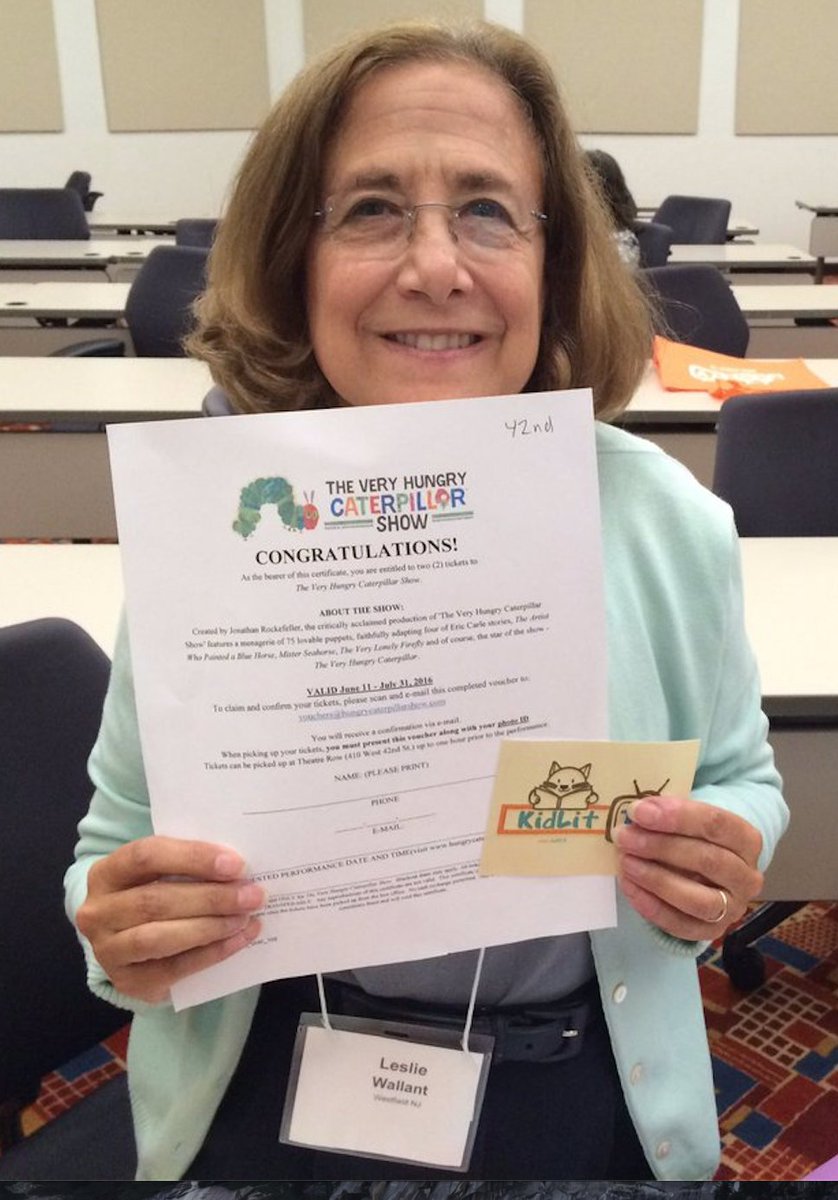 KidLitTV_NYC's tweet photo. .@lwallant won tix to #caterpillarshow @JulieGribbleNYC's #NJSCBWI16 panel w/ #JonathanRockefeller. #njscbwi2016 https://t.co/9MxO9wqzpZ