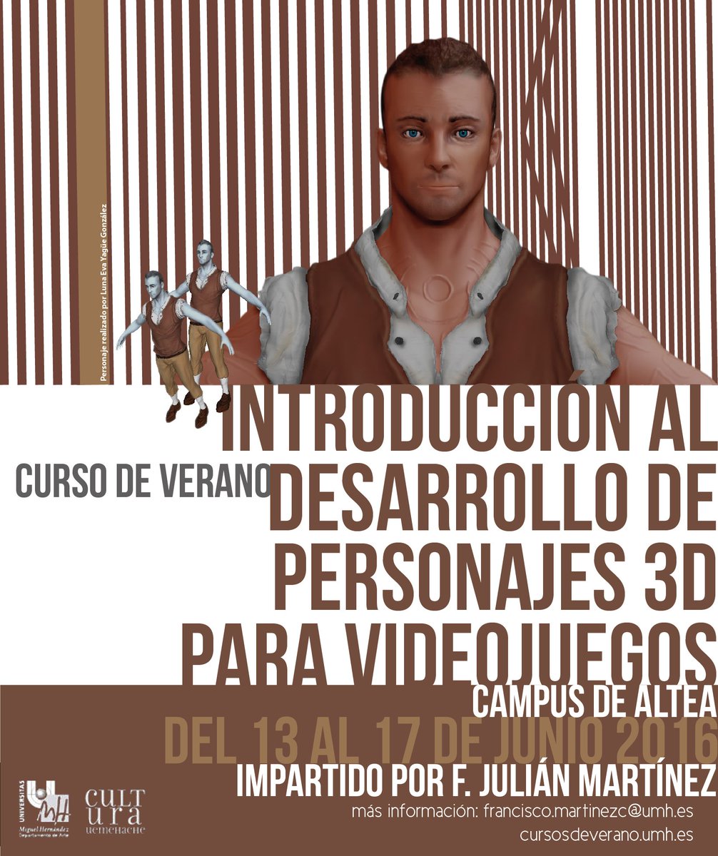umh2154's tweet photo. Apúntate al #cursodeverano "Desarrollo de personajes 3D para vídeojuegos" UMH Campus Altea https://t.co/xy5dIPOQfk https://t.co/AK4Mola24R