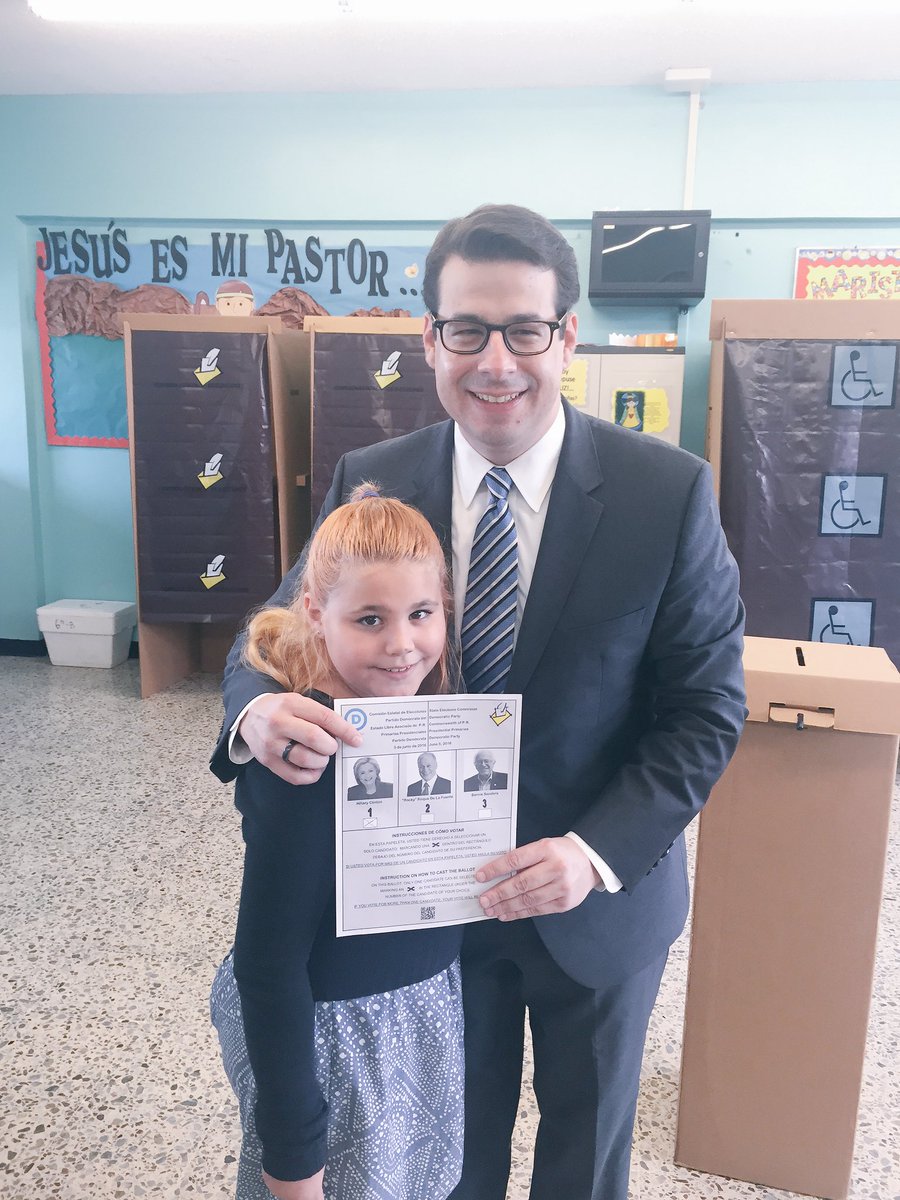 PR51democrat's tweet photo. Today voting 4 @HillaryClinton bcs I want her 2 be raised in a world with #noglassceilings #imwithher @TheDemocrats https://t.co/gGuv90Pli9