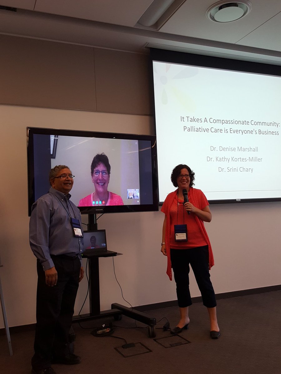 Drjvmd's tweet photo. Dr. Denise Marshall teleconferencing in with @Kathykm & @srinichary on their day 3 session #learningins2016 https://t.co/V5XhkE6445