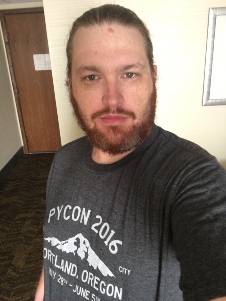 freakboy3742's tweet image. My saddest ritual: wearing the conference shirt on the last day of the conference. #PyCon2016