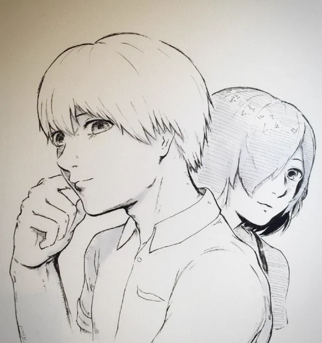 #東京喰種版深夜の真剣お絵かき60分一本勝負
東京喰種といえばこの二人だなやっぱり 