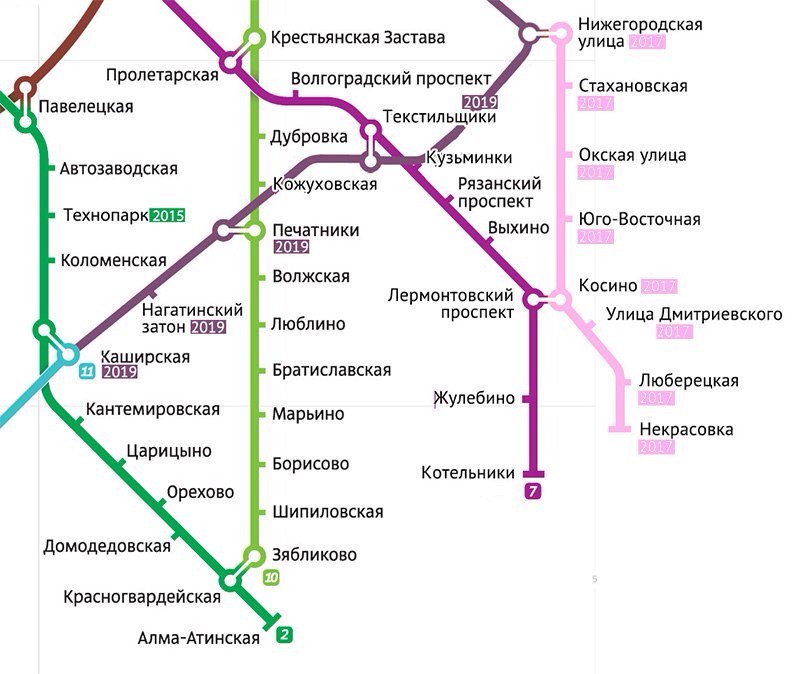 Метро котельники на схеме метрополитена какая линия