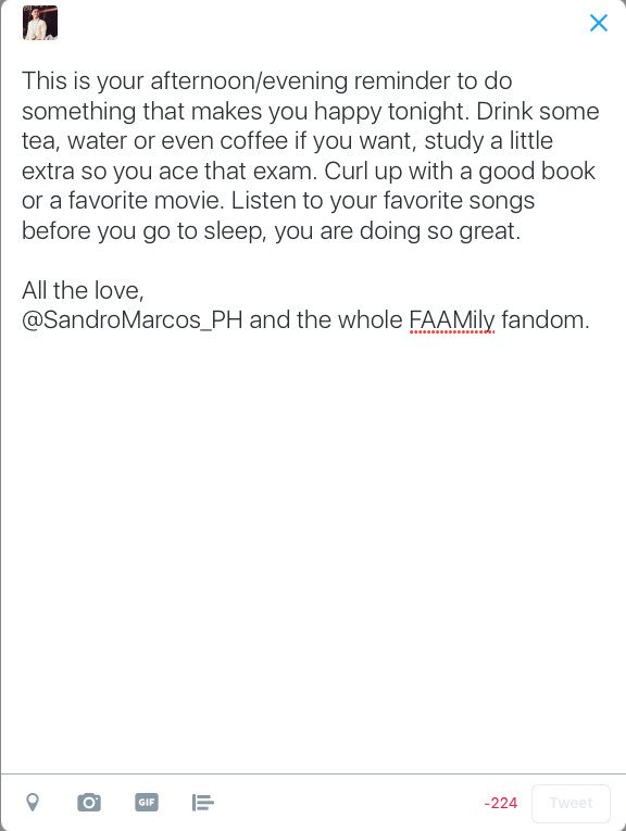 SandroMarcos_PH's tweet photo. @sandromarcos7 this is your afternoon/evening reminder..

All the love,
@SandroMarcos_PH &amp; the whole FAAMily fandom. https://t.co/LS2bQfaHce