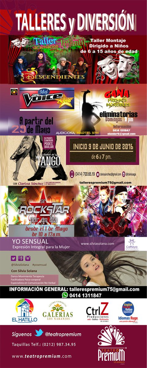 teatropremium's tweet photo. #TALLERES info: 0212 987 34 95 https://t.co/GeNndqTDsW #PREMIUM-!!!!!!!!!