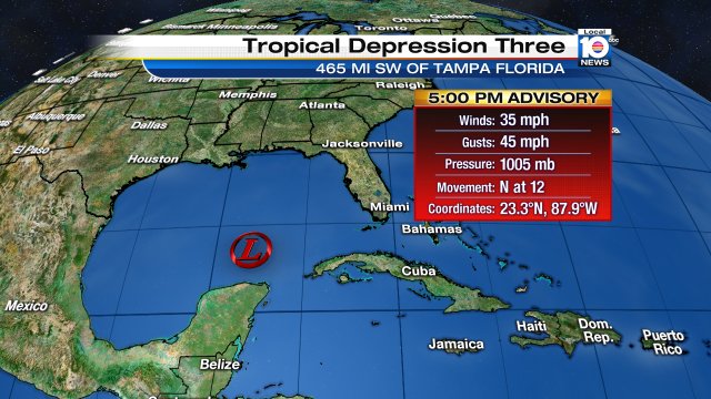 According to @TrentAricTV 5pm advisory keeps Tropical Depression #3 at 35mph, not yet Tropical Storm Colin. https://t.co/GxSh7XaUG4