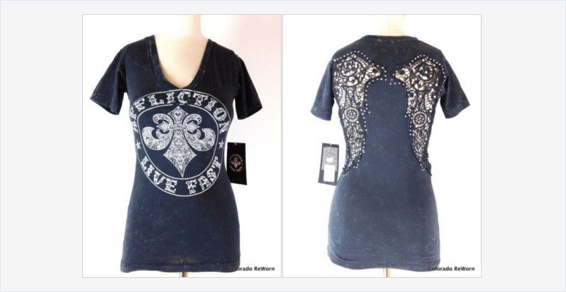 Ebayaddiction's tweet image. New #Affliction Sz XS #Divio #Rhinestone #Bling Open Crochet Wings T Shirt. In my store: ebay.com/itm/New-Afflic…