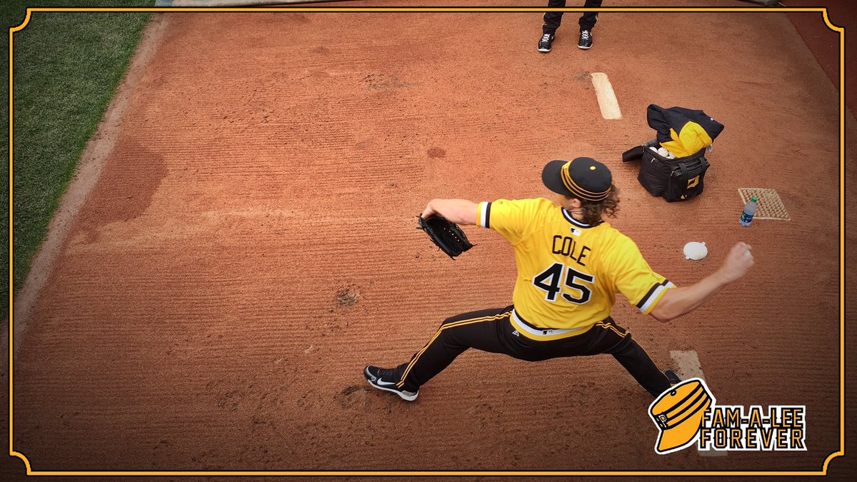 Pirates's tweet photo. Warming up the #ColeTrain https://t.co/Kbzoemfxpm